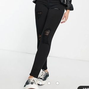 TOPSHOP Jamie Skinny Jeans in Black with rips